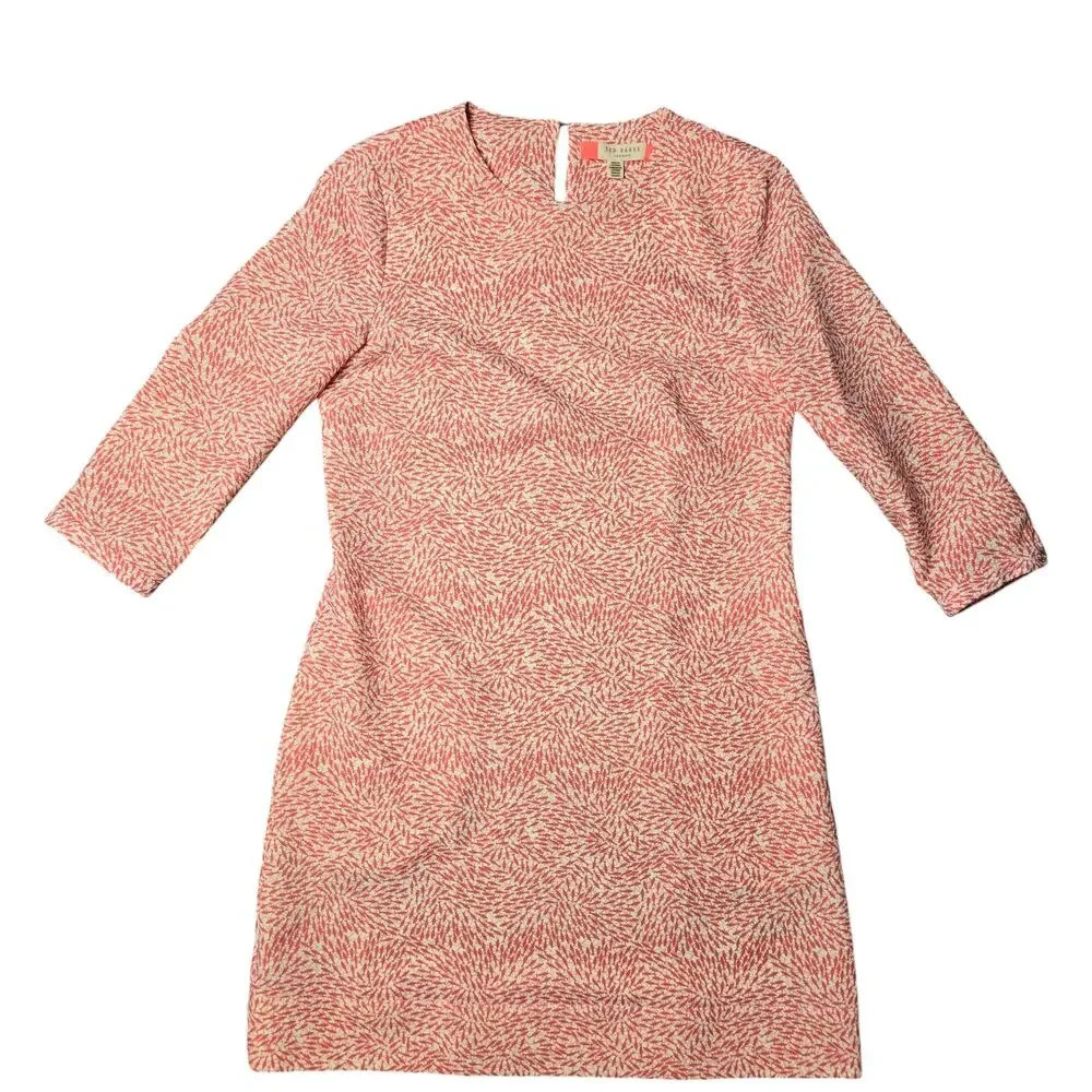 Ted‎ Baker Coral Fish Print Shift Dress Size: 1 - Picture 2 of 9